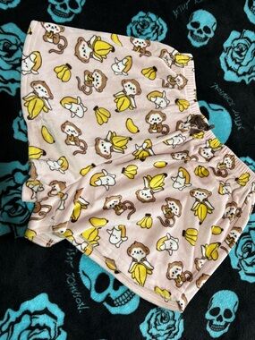 No Boundaries Light Pink Monkey & Banana Print Pajama Shorts